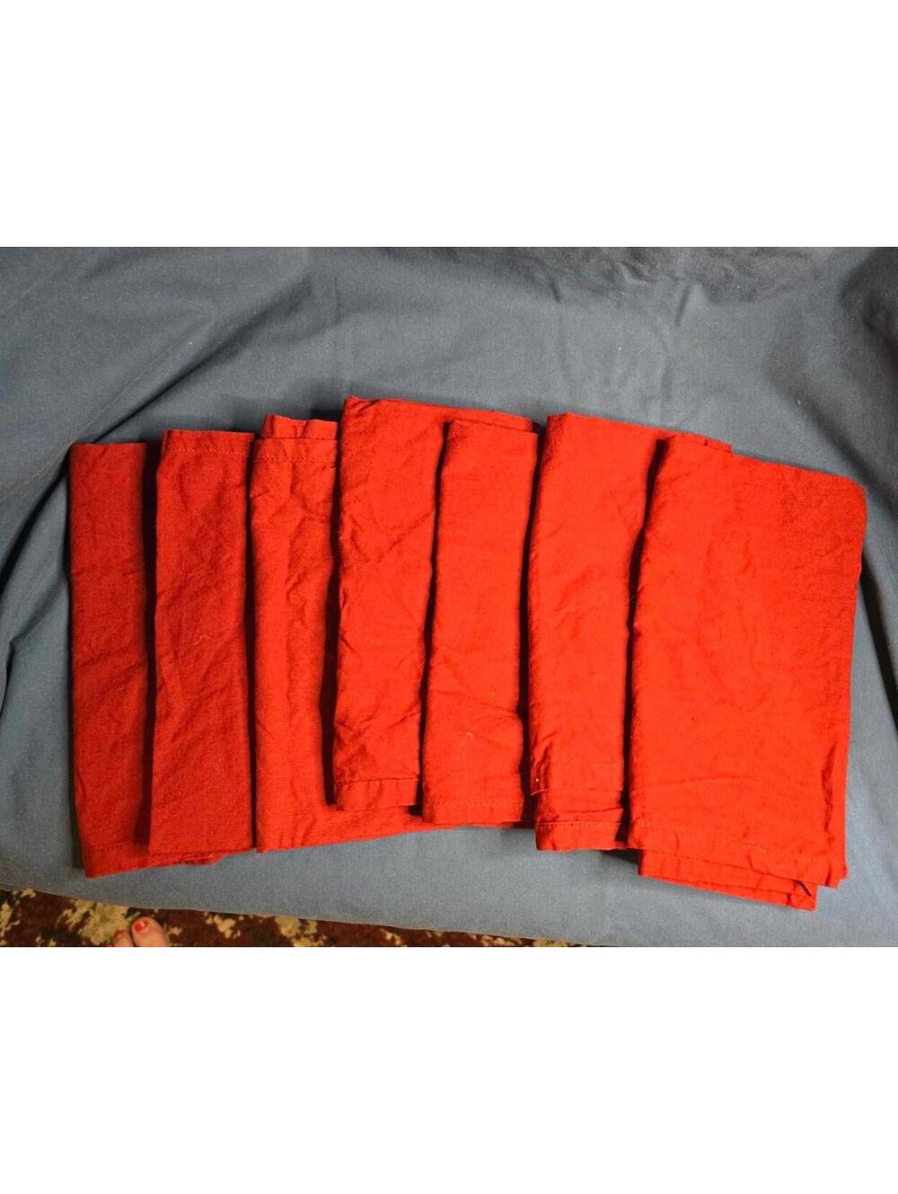 Set of 7 Burgandy Cotton Napkins